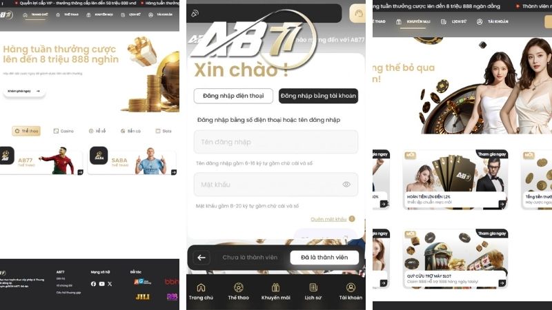 Chi tiết cách đăng nhập AB77 mobile